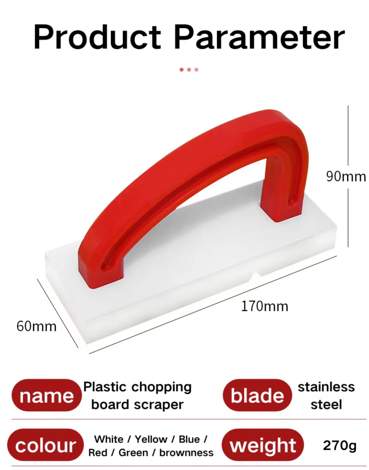 Cutting Board Scraper with Stainless Steel Blade